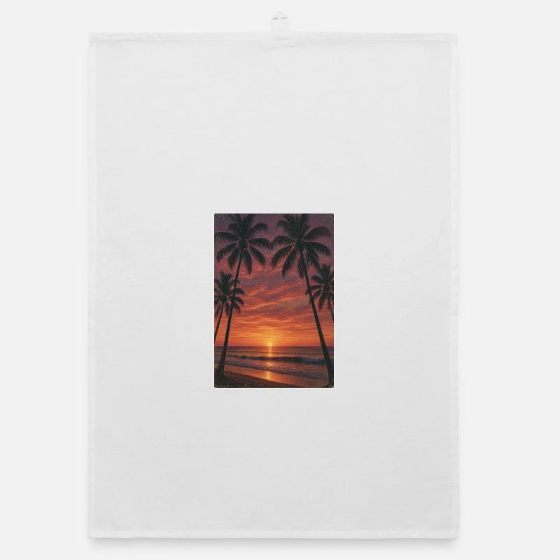 Sunset on the palm beach Organic dish towel