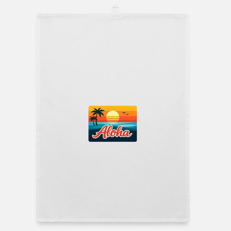 Aloha Sunset Palm Trees Organic dish towel