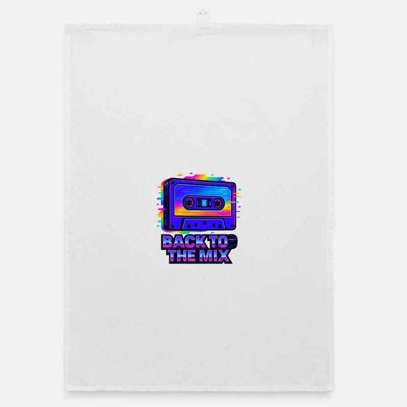 Conception de cassettes rétro néon - Torchon bio - blanc