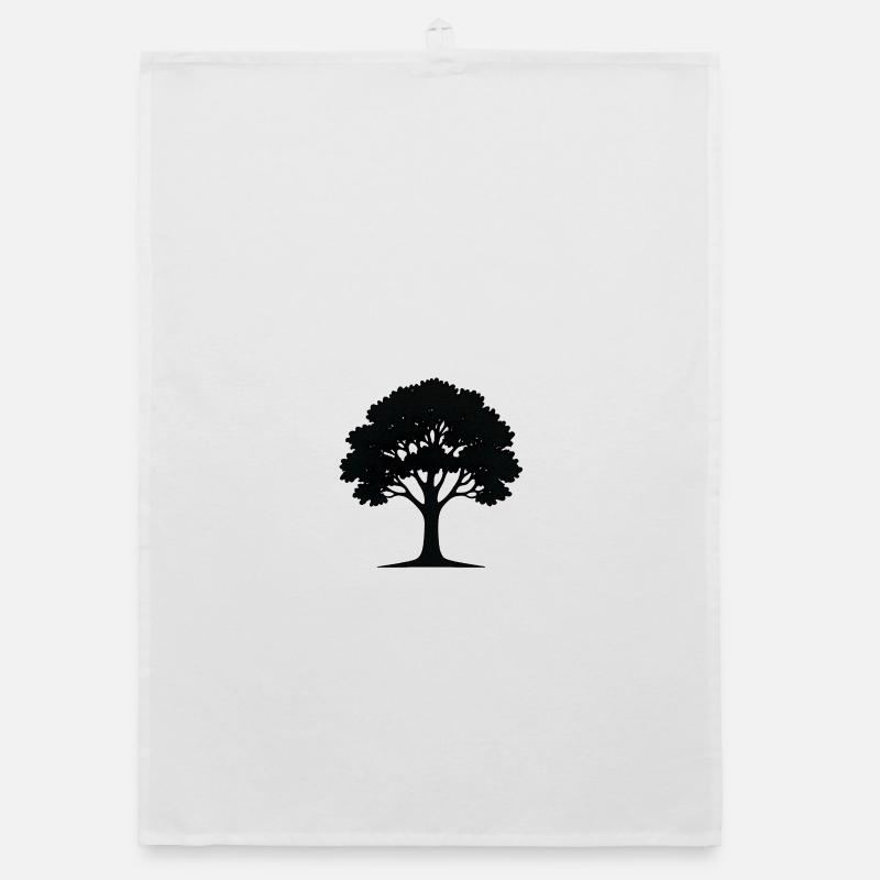 Stilvolle Baum-Kunst Illustration - Organic Geschirrtuch - Weiß