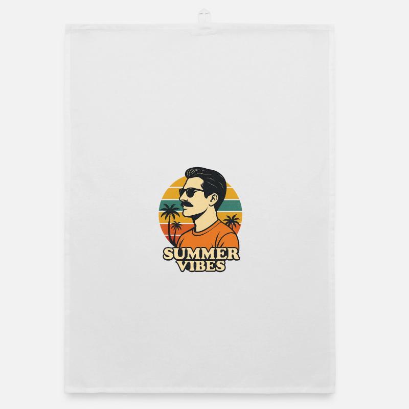 Sommer Vibes Retro Design Organic Geschirrtuch