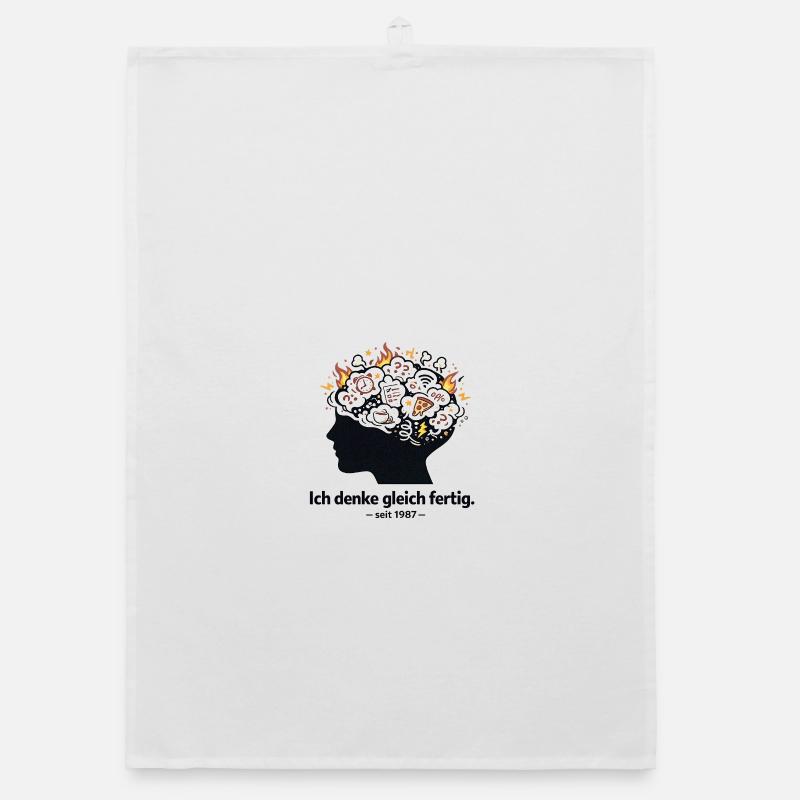 Overthinking Geschenk lustiger Spruch Grübeln denk Organic Geschirrtuch