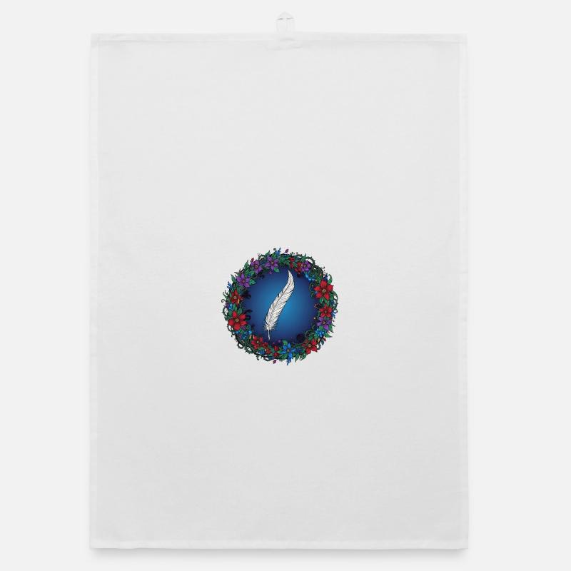 Feather in a Flower Wreath | Magic for Authors Organic dish towel
