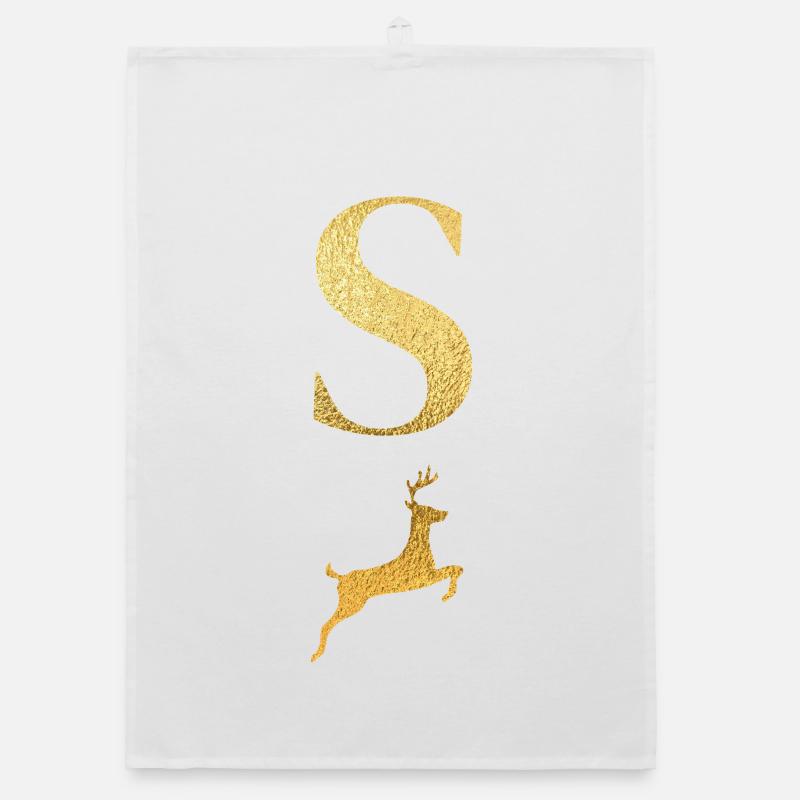 Buchstabe s goldener Hirsch - Geschenkidee Organic Geschirrtuch