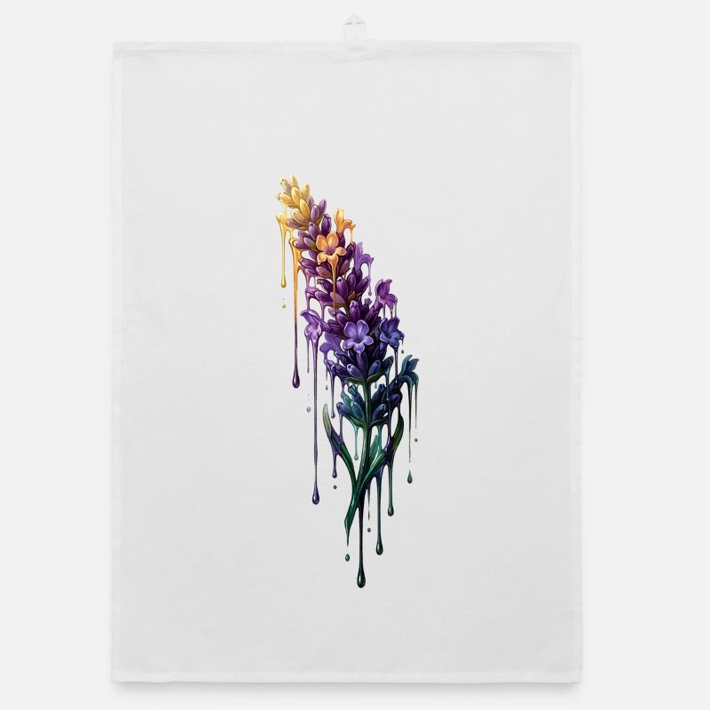 Lavendel mit tropfender Farbe Organic Geschirrtuch