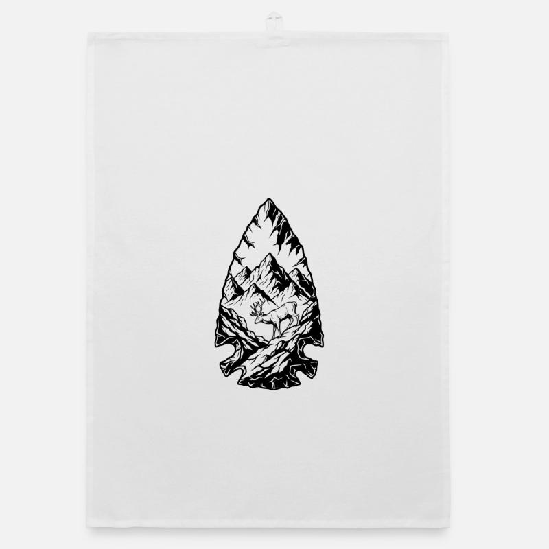 Berglandschaft Hirsch Linienkunst Organic Geschirrtuch