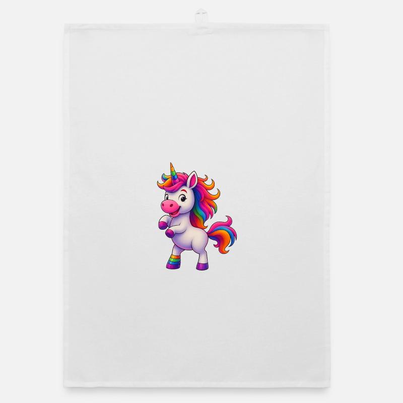 Bunter Einhorn mit Regenbogenmähne Organic Geschirrtuch