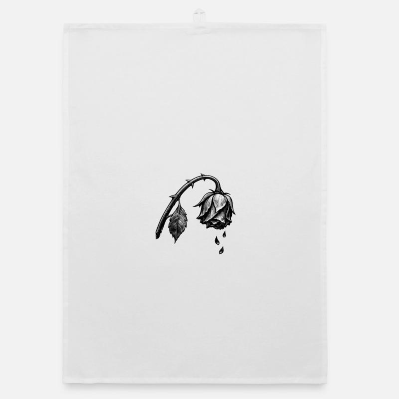 Withered rose in shadows Organic dish towel