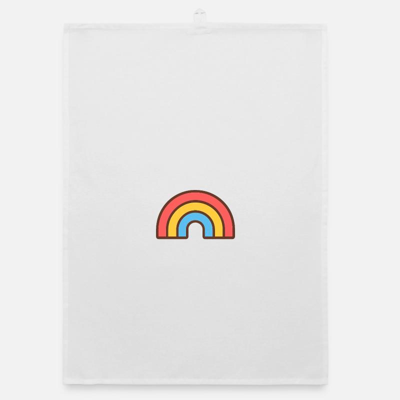 Heller Retro-Regenbogen - Organic Geschirrtuch - Weiß