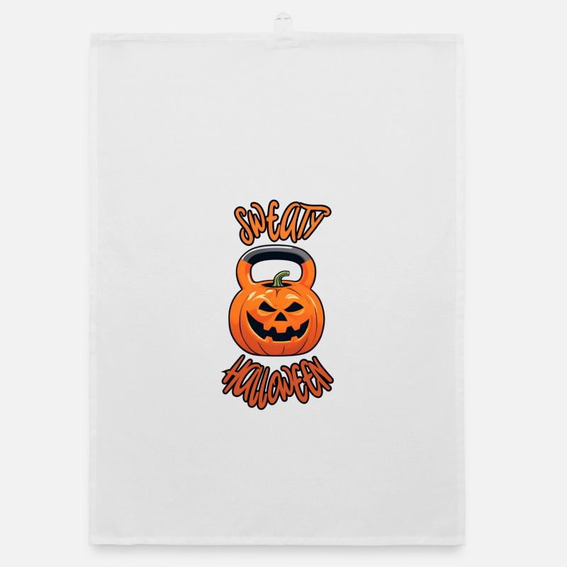 Sweaty Halloween - Organic Geschirrtuch - Weiß