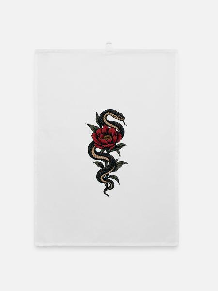 Serpent Bloom - Organic Geschirrtuch - Weiß
