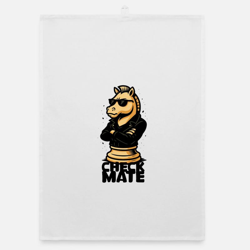 Cool chess rider in leather jacket style Organic dish towel