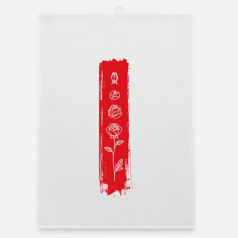 Vertical Rose Brush Art Organic dish towel