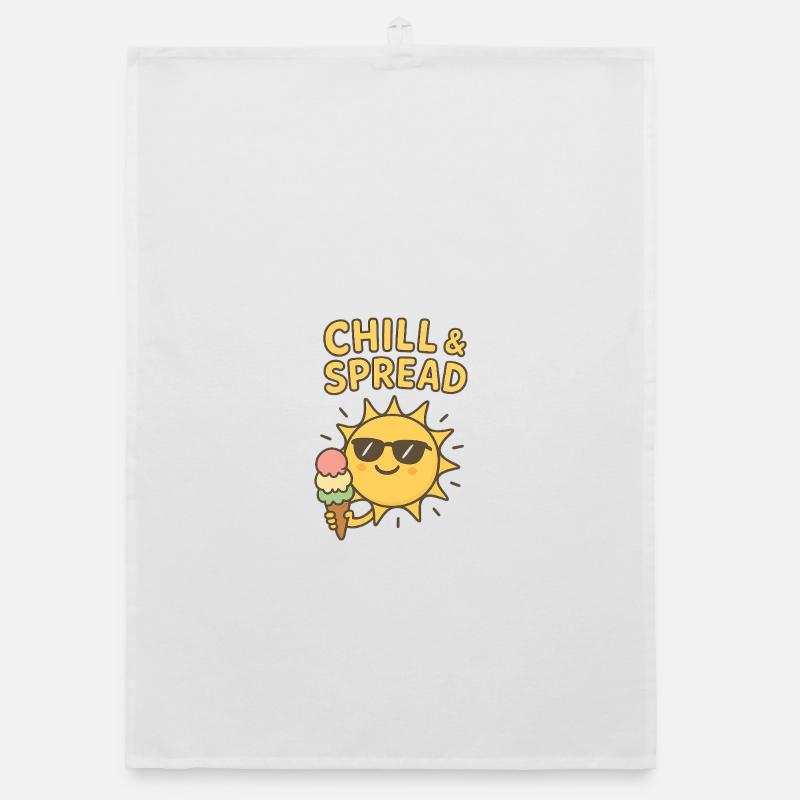 Chill & Spread Sonne Eis Spaß - Organic Geschirrtuch - Weiß