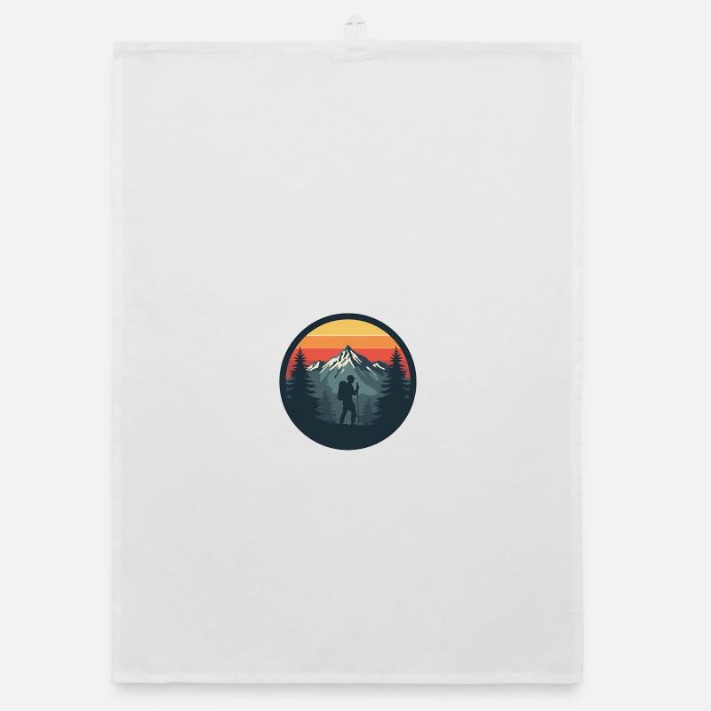 Adventurous hiker at sunset Organic dish towel