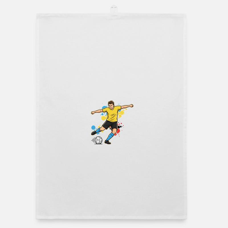 Soccer Player Comic Paint Splash Yellow Organic dish towel