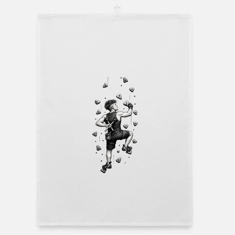 Climber with tools on the rock Organic dish towel