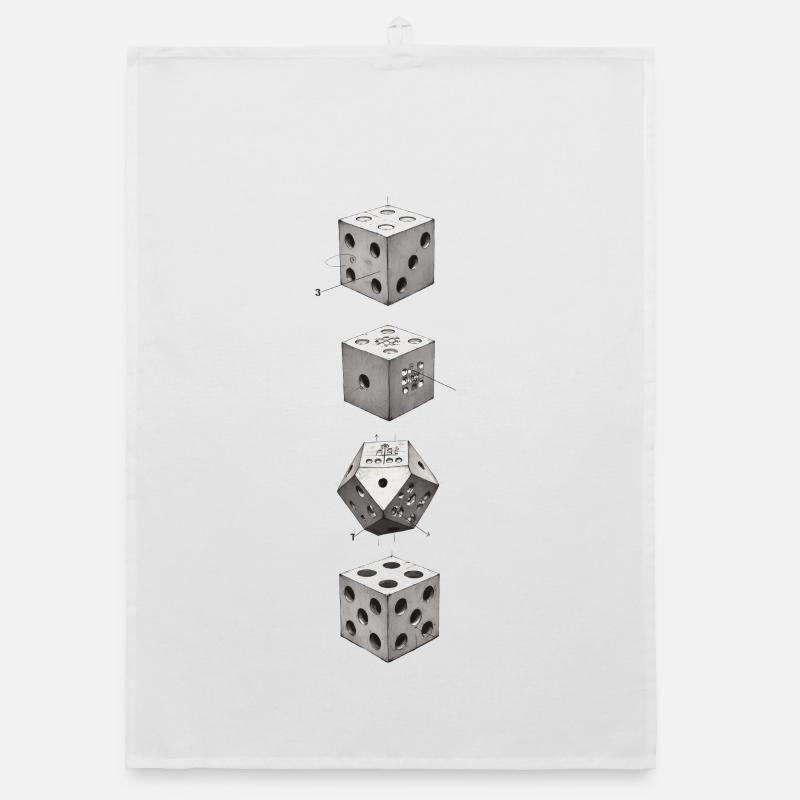 Geometric D6 Dice – Minimalist Design Organic dish towel