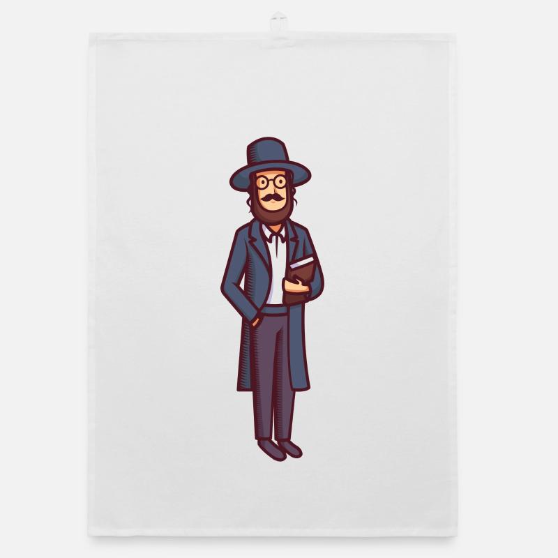 Illustration juive vintage - Torchon bio - blanc