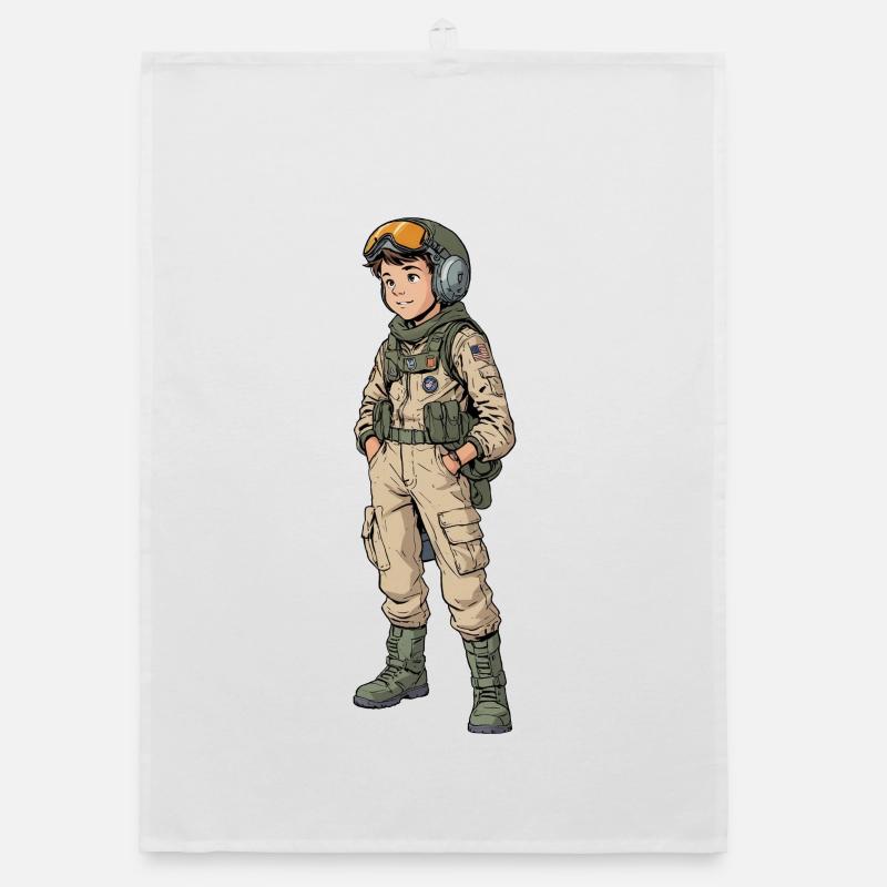 Vintage Comic Fighter Pilot Organic dish towel
