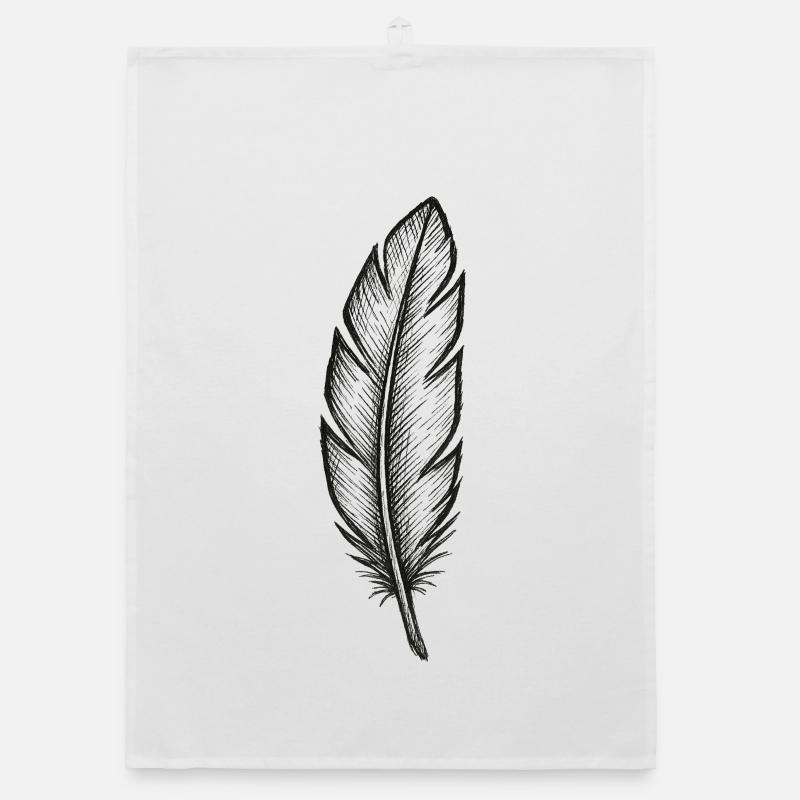 Black feather in night light Organic dish towel