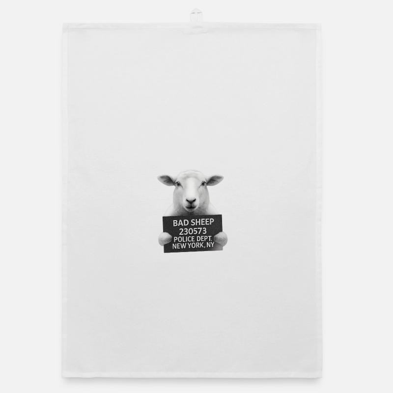 Bad Sheep Schild Motiv Organic Geschirrtuch