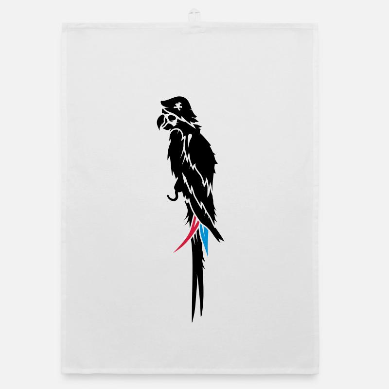 Parrot pirate with eye patch, pirate hat and hook Organic dish towel