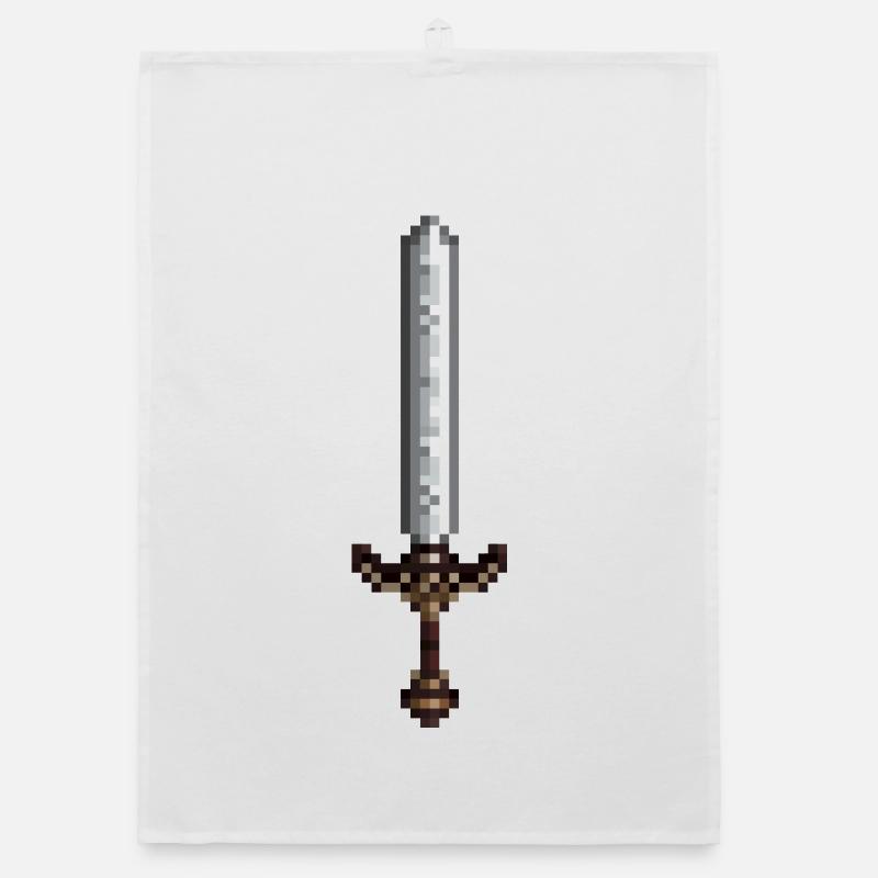 Sword pixel art retro style 8 bit Organic dish towel