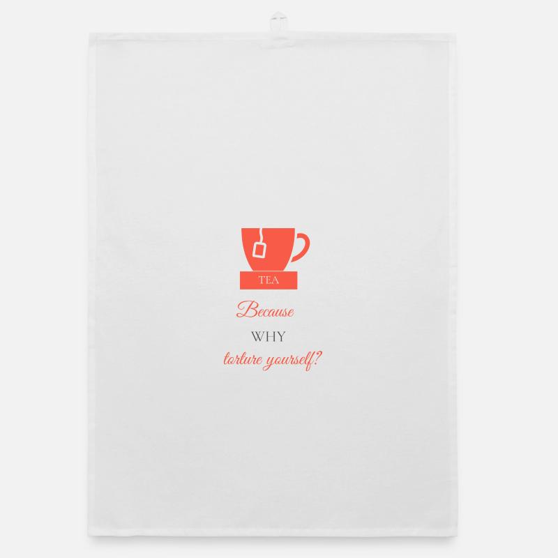 TEA-RIFFIC (Bright Red + Grey) Organic dish towel
