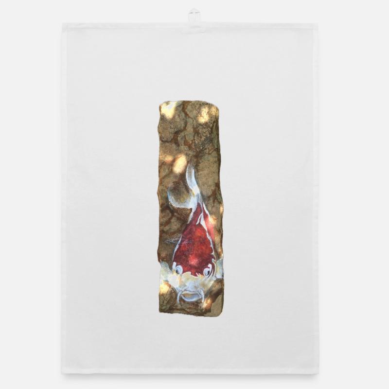 Koi Fish on Rustic Marble Organic dish towel