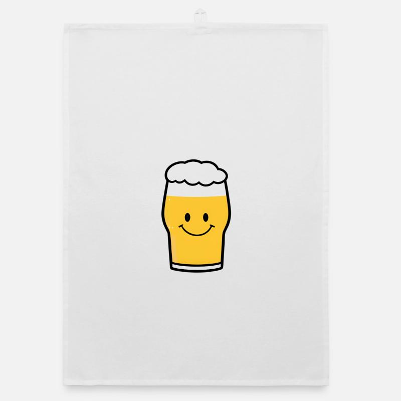 Dessin animé joyeux avec verre à bière Torchon bio