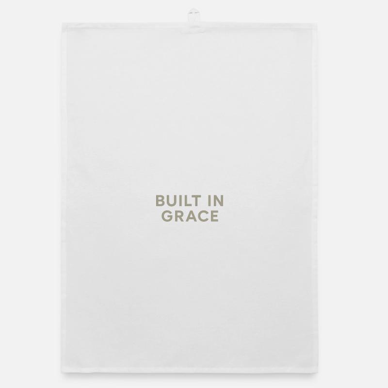 Built in Grace Typography - Organic Geschirrtuch - Weiß