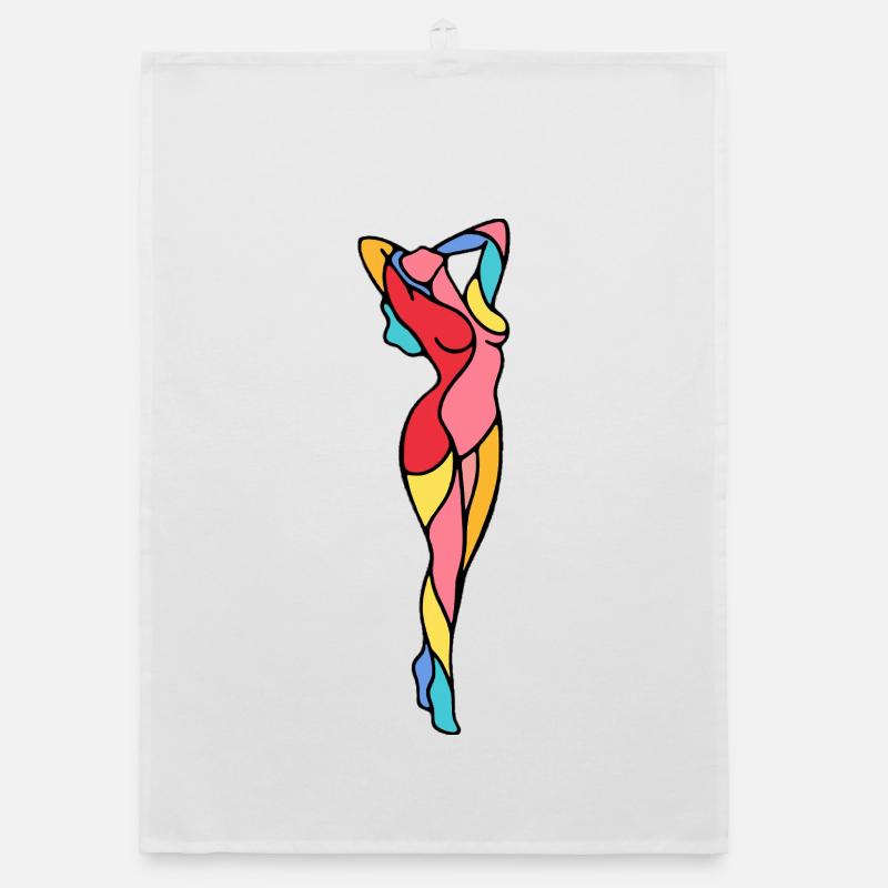 Abstract Dancer in Bold Color Organic dish towel