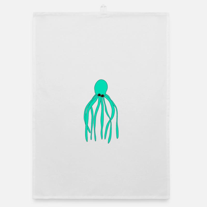 Octopus turquoise Organic dish towel