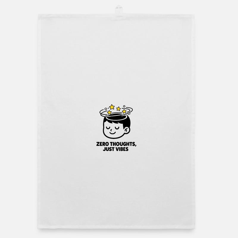 Zero Thoughts, Just Vibes - Organic dish towel - white