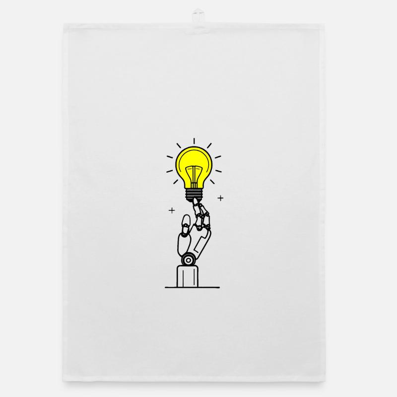 Main de robot avec inspiration d’ampoule jaune Torchon bio