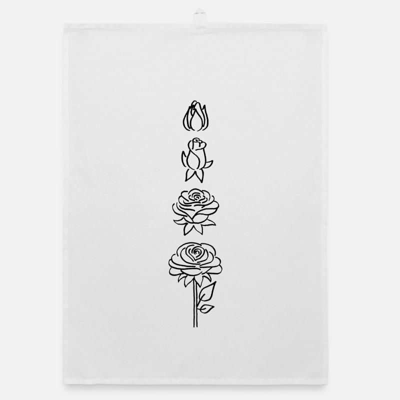 Black flower hatching Organic dish towel