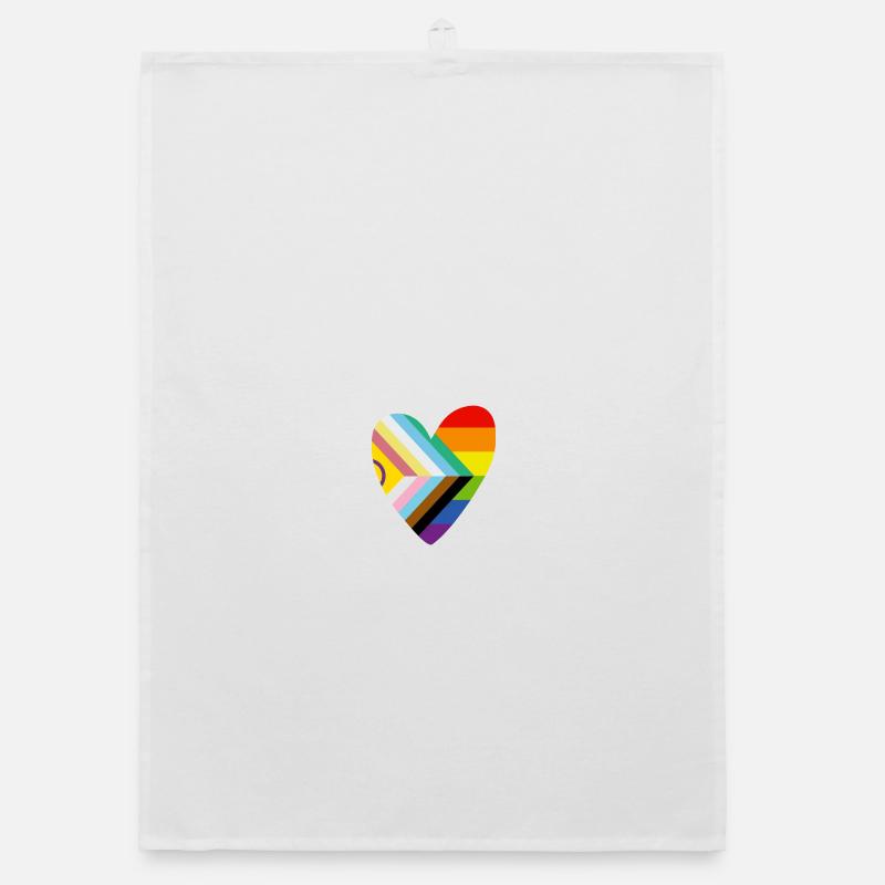 🌈 Cœur – Drapeau Progrès, Fierté & Handicap Torchon bio