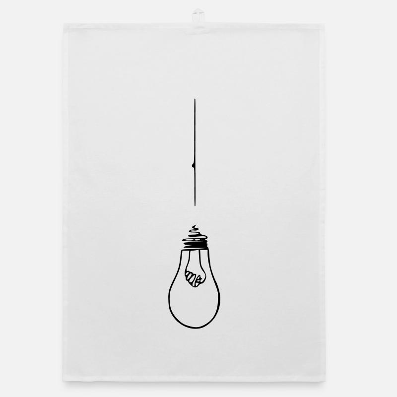 Lamp light bulb tie - Organic dish towel - white