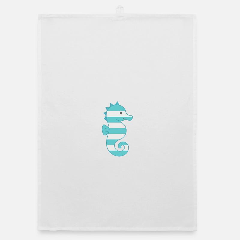 Seepferdchen türkis gestreift Organic Geschirrtuch