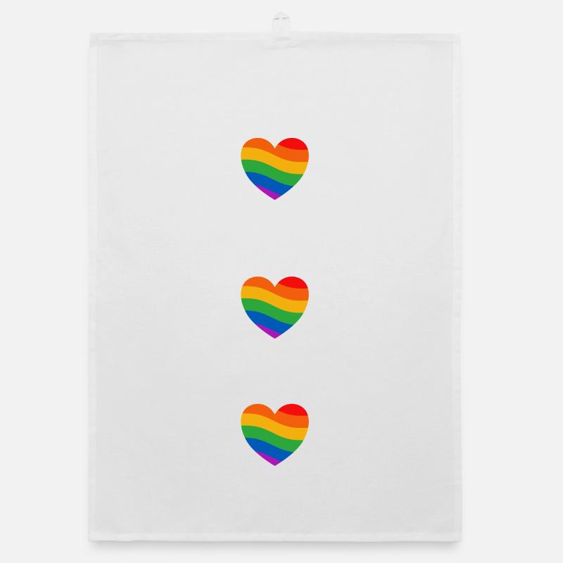 Pride-Flagge Regenbogenherzen Organic Geschirrtuch