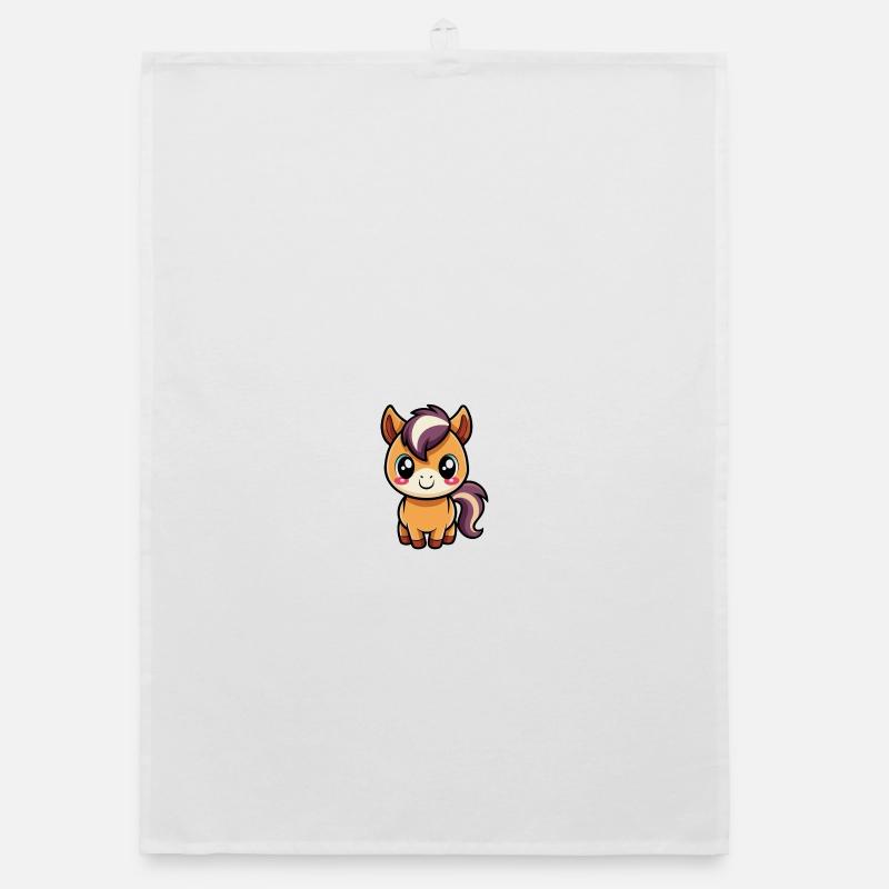Une jolie frange chibi avec une crinière violette - Torchon bio - blanc