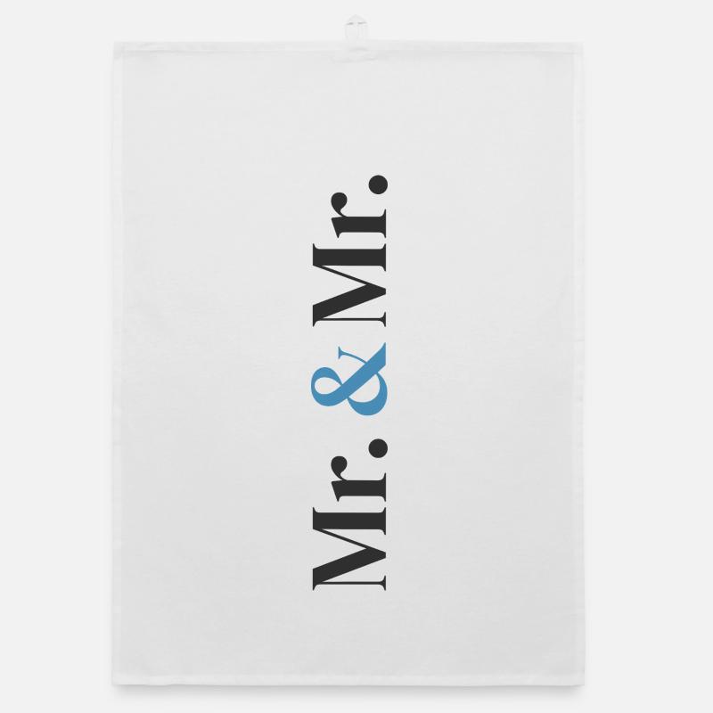 Mr. and Mr. Wedding Design in Vertical Type Stack  Organic dish towel