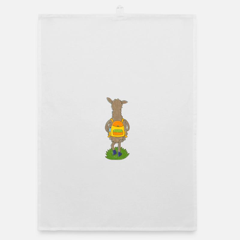 Lama avec sac à dos coloré Torchon bio