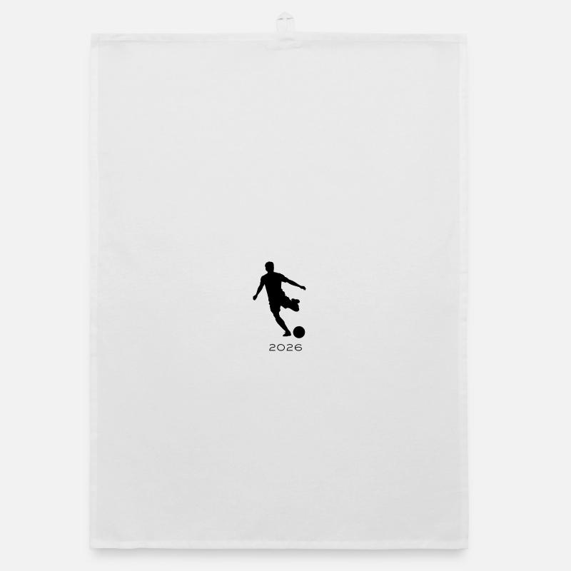 Silhouette du footballeur en action - Torchon bio - blanc