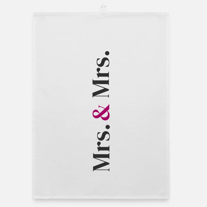 Mrs. and Mrs. Wedding Design in Vertical  Organic Geschirrtuch