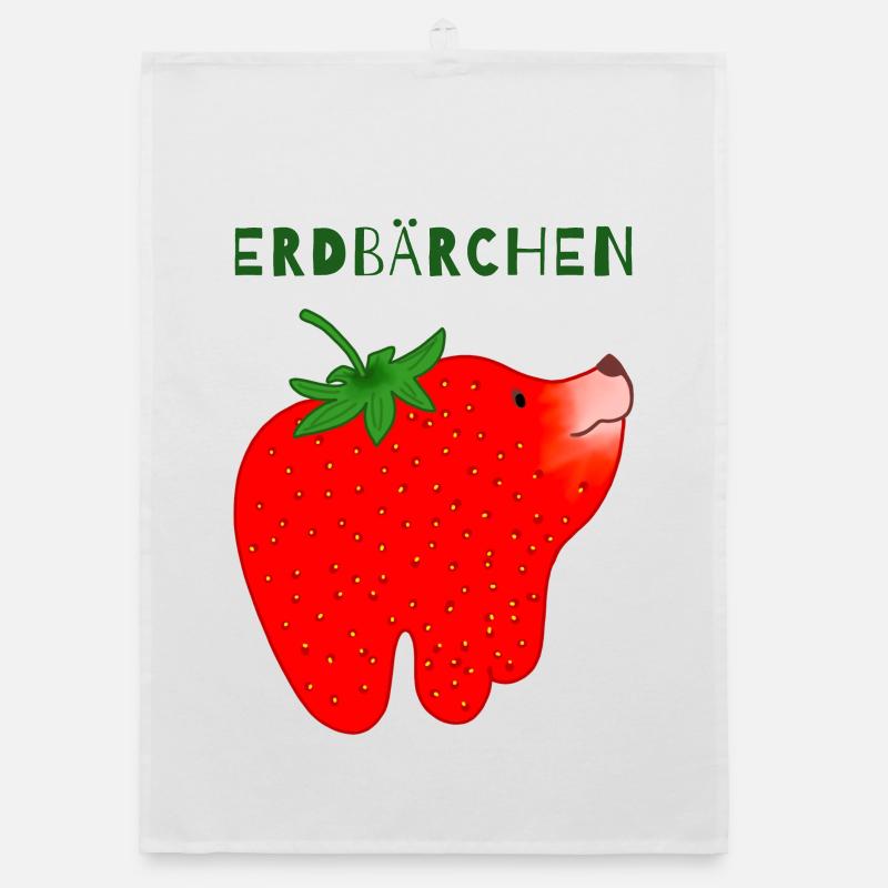 Erdbärchen Cartoon-Motiv - Organic Geschirrtuch - Weiß