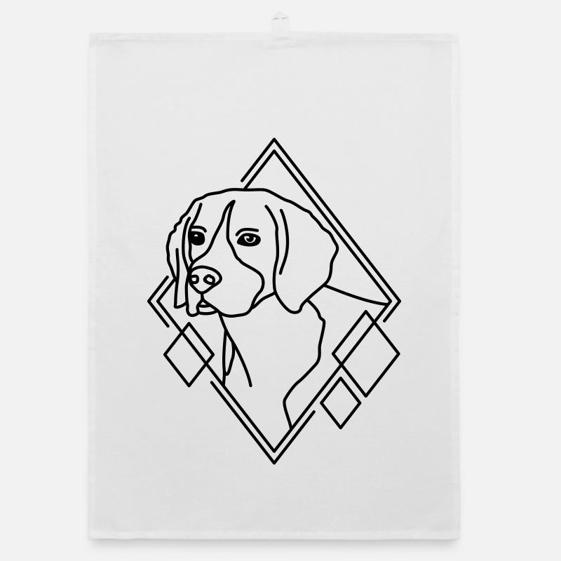 Beagle en forme géométrique - Conception d’art au trait Torchon bio