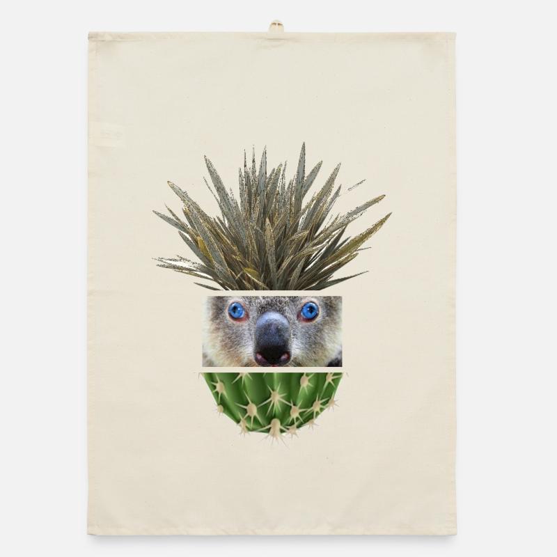 Koala Azur Cactus Collage Torchon bio