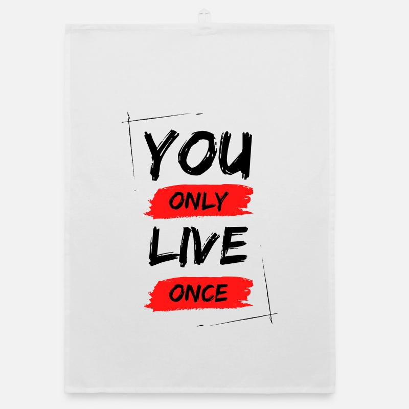YOLO - Tu ne vis qu’une fois / ONE LIVE - Torchon bio - blanc